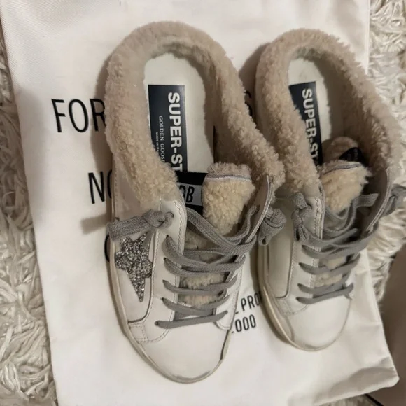 Golden Goose Superstar Sabot Sneaker Mules white leather with Shearling Lining - Picture 2 of 12